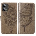 For Motorola Moto G Play 5G 2024 Embossed Butterfly Leather Phone Case(Grey)