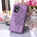 For Motorola Moto G Play 5G 2024 Embossed Butterfly Leather Phone Case(Purple)