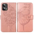 For Motorola Moto G Play 5G 2024 Embossed Butterfly Leather Phone Case(Rose Gold)