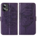 For Motorola Moto G Play 5G 2024 Embossed Butterfly Leather Phone Case(Dark Purple)