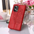 For Motorola Moto G Play 5G 2024 Embossed Butterfly Leather Phone Case(Red)