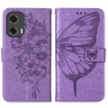 For Motorola Moto G Stylus 5G 2024 Embossed Butterfly Leather Phone Case(Purple)