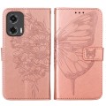 For Motorola Moto G Stylus 5G 2024 Embossed Butterfly Leather Phone Case(Rose Gold)