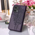 For Motorola Moto G Stylus 5G 2024 Embossed Butterfly Leather Phone Case(Dark Purple)