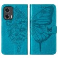 For Motorola Moto G Stylus 5G 2024 Embossed Butterfly Leather Phone Case(Blue)