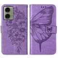For Motorola Moto G04 4G / G24 4G Embossed Butterfly Leather Phone Case(Purple)