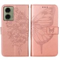 For Motorola Moto G04 4G / G24 4G Embossed Butterfly Leather Phone Case(Rose Gold)