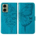 For Motorola Moto G04 4G / G24 4G Embossed Butterfly Leather Phone Case(Blue)