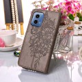 For Motorola Moto G34 Embossed Butterfly Leather Phone Case(Grey)