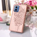 For Motorola Moto G34 Embossed Butterfly Leather Phone Case(Rose Gold)