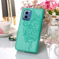 For Motorola Moto G34 Embossed Butterfly Leather Phone Case(Green)
