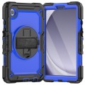 For Samsung Galaxy Tab A9 Silicone + PC Tablet Case with Shoulder Strap(Black+Dark Blue)