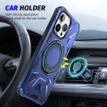 For iPhone 15 Pro MagSafe Magnetic Shockproof Phone Case with Ring Holder(Navy Blue)