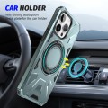 For iPhone 14 Plus MagSafe Magnetic Shockproof Phone Case with Ring Holder(Green)