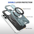For iPhone 14 Plus MagSafe Magnetic Shockproof Phone Case with Ring Holder(Green)