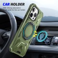 For iPhone 13 Pro MagSafe Magnetic Shockproof Phone Case with Ring Holder(Dark Green)