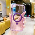 For iPhone 15 Pro Max Glitter MagSafe Magnetic Phone Case with Stand(Purple)