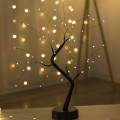 48 LEDs Black Tree Copper Wire Table Lamp Creative Decoration Touch Control Night Light (Warm White