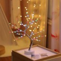 LED Plum Blossom Tree Copper Wire Table Lamp Creative Decoration Touch Control Night Light (Colorful