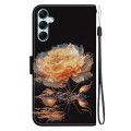 For Samsung Galaxy M34 / F34 5G Crystal Texture Colored Drawing Leather Phone Case(Gold Peony)
