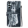 For Samsung Galaxy M34 / F34 5G Crystal Texture Colored Drawing Leather Phone Case(Cat Tiger Reflect