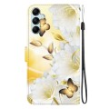 For Samsung Galaxy M34 / F34 5G Crystal Texture Colored Drawing Leather Phone Case(Gold Butterfly Ep