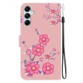 For Samsung Galaxy M34 / F34 5G Crystal Texture Colored Drawing Leather Phone Case(Cherry Blossoms)