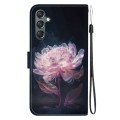 For Samsung Galaxy A25 5G Crystal Texture Colored Drawing Leather Phone Case(Purple Peony)