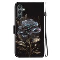 For Samsung Galaxy A25 5G Crystal Texture Colored Drawing Leather Phone Case(Black Rose)