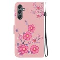 For Samsung Galaxy A25 5G Crystal Texture Colored Drawing Leather Phone Case(Cherry Blossoms)