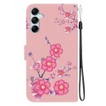For Samsung Galaxy M54 Crystal Texture Colored Drawing Leather Phone Case(Cherry Blossoms)