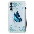 For Samsung Galaxy M54 Crystal Texture Colored Drawing Leather Phone Case(Blue Pansies)