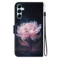 For Samsung Galaxy M14 Crystal Texture Colored Drawing Leather Phone Case(Purple Peony)