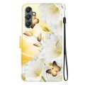 For Samsung Galaxy A24 4G Crystal Texture Colored Drawing Leather Phone Case(Gold Butterfly Epiphyll