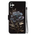 For Samsung Galaxy A04e / F04 / M04 Crystal Texture Colored Drawing Leather Phone Case(Black Rose)