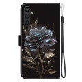 For Samsung Galaxy A34 5G Crystal Texture Colored Drawing Leather Phone Case(Black Rose)