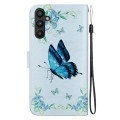 For Samsung Galaxy A34 5G Crystal Texture Colored Drawing Leather Phone Case(Blue Pansies)