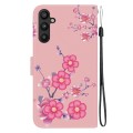 For Samsung Galaxy A54 5G Crystal Texture Colored Drawing Leather Phone Case(Cherry Blossoms)