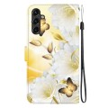 For Samsung Galaxy A14 5G Crystal Texture Colored Drawing Leather Phone Case(Gold Butterfly Epiphyll