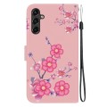 For Samsung Galaxy A14 5G Crystal Texture Colored Drawing Leather Phone Case(Cherry Blossoms)