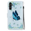 For Samsung Galaxy A14 5G Crystal Texture Colored Drawing Leather Phone Case(Blue Pansies)
