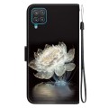 For Samsung Galaxy A12 5G Crystal Texture Colored Drawing Leather Phone Case(Crystal Peony)