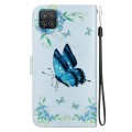 For Samsung Galaxy A12 5G Crystal Texture Colored Drawing Leather Phone Case(Blue Pansies)