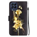 For Samsung Galaxy M53 5G Crystal Texture Colored Drawing Leather Phone Case(Gold Butterfly Rose)