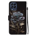 For Samsung Galaxy M53 5G Crystal Texture Colored Drawing Leather Phone Case(Black Rose)