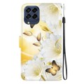 For Samsung Galaxy M53 5G Crystal Texture Colored Drawing Leather Phone Case(Gold Butterfly Epiphyll