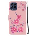 For Samsung Galaxy M53 5G Crystal Texture Colored Drawing Leather Phone Case(Cherry Blossoms)