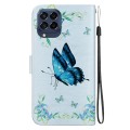 For Samsung Galaxy M53 5G Crystal Texture Colored Drawing Leather Phone Case(Blue Pansies)