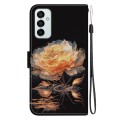 For Samsung Galaxy M23 / F23 Crystal Texture Colored Drawing Leather Phone Case(Gold Peony)