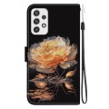 For Samsung Galaxy A23 Crystal Texture Colored Drawing Leather Phone Case(Gold Peony)
